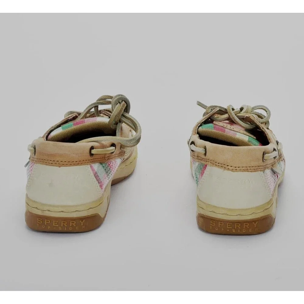 Sperry Kids Bluefish Pink / Green Plaid Sequin Boat Shoe Size 2.5